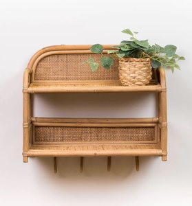<b>Wall</b> <b>Mounted</b> Hanging <b>Shelf</b> Natural Rattan Storage Organization Handmade <b>Shelves</b> Living Room Home Decor - Product Image 2