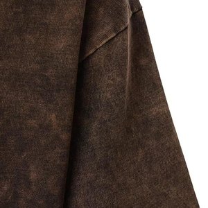 T-shirt décontracté pour homme en coton marron foncé délavé, coupe oversize et épaules tombantes, style streetwear, couleur unie - Product Image 6
