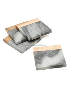 Sous-verres carrés de haute qualité classique blanc et noir pierre naturelle marbre Unique cuisine intérieur tapis et tampons - Product Image 1
