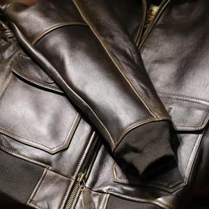Chaqueta Bomber de Cuero Genuino de Piel de Vaca para Hombre con Cuello Alto, Cierre de Cremallera, Resistente al Viento, Estilo Urbano de Invierno, Corte Regular - Product Image 5