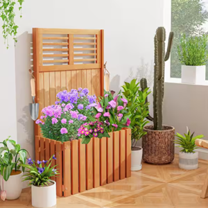 Outside Decoration Acacia Wood <b>Planter</b> Box With Trellis, Natural <b>Raised</b> Garden Bed For Vegetables, Flowers, Herbs From Vietnam - Product Image 3