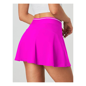 Jupe courte trapèze unie pour femme, style sportif, respirante, taille normale, rose, 100 % polyester, tissu tissé, 2026 - Product Image 2