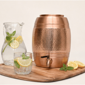 Distributeur d'eau artisanal en cuivre pur, écologique, avec robinet, finition martelée moderne, réservoir de stockage ayurvédique, Matka en cuivre pour la maison - Product Image 2