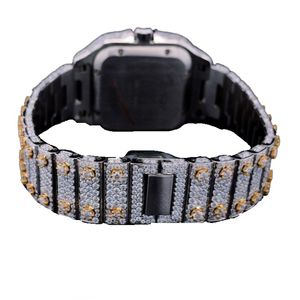 Reloj de Lujo Unisex con Moissanita, Cuarzo Cuadrado, Diamantes Incrustados, Esfera Analógica con Números Romanos, Cristal de Zafiro, Cierre Oculto, Resistente al Agua 10m - Product Image 6
