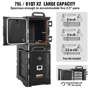 Contenitore Termico per Alimenti da 81 Qt, Confezione da 2, Scatola Termica per Catering, Vassoi di Servizio a Caricamento Frontale, Scaldavivande con Doppie Fibbie - Product Image 3