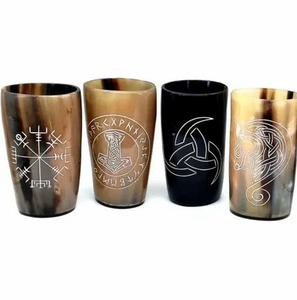 Juego de Vasos de Chupito de Cuerno de Búfalo Pulido e Impermeable, Forma Natural, FAIZA CRAFT FC-1045, Navidad, Año Nuevo - Product Image 6