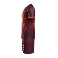 Ensemble Maillot et Short de Football Personnalisé 100% Polyester Sublimation Col V Manches Longues Marron Effet Goutte de Slime Taille Élastique