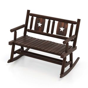 Doppia Sedia a Dondolo in Legno per Giardino, Divano Doppio per Sedute Confortevoli - Product Image 1