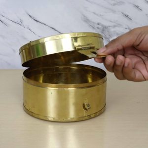 Traditional Brass Jewellery <b>Box</b> Vintage Round <b>Lockable</b> <b>Storage</b> Container Decorative Treasure <b>Box</b> for Jewellery Coins Cash Keepsa - Product Image 3