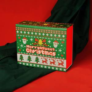 Boîte cadeau rigide de Noël en matériaux recyclés TH CBB-559, fermeture magnétique, design personnalisé, Noël, Père Noël, arbre, fête - Product Image 6