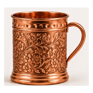 แก้วมอสโกมิวล์ทองแดงแท้ลายดอกบัว แก้วเบียร์ค็อกเทลทองแดงแบบหนา ราคาส่งถูกที่สุด - Product Image 2