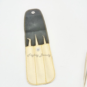 Embouts de fibre les moins chers couleur or trois kit de pince à épiler ensemble couleur yeux extension de cils pince à épiler Volume pince à cils - Product Image 3