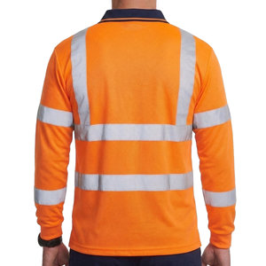 High Visibility Wholesale Long Sleeve <b>Polo</b> Shirts Men's Reflective Safety Workwear Knitted Polyester Custom Made <b>Polo</b> Shirts - Product Image 2