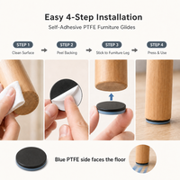 Patins de protection adhésifs en PTFE de 70 mm pour meubles, tables, chaises et pieds de meubles de grande taille