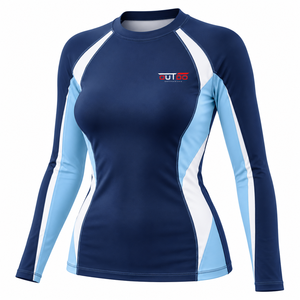 <b>Women</b> <b>Rash</b> <b>Guard</b> Designed With Lightweight Moisture Wicking Fabric Comfortable Relaxed Fit Ventilated Panels Crew Neckline - Product Image 1