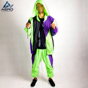 Conjunto Deportivo Cortavientos Impermeable Color Verde Neón, Traje de Nylon para Entrenamiento y Jogging, Ropa Casual, Precio al por Mayor - Product Image 4
