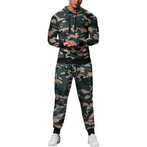 Ensemble de survêtement camouflage personnalisé pour homme, 2 pièces, sweat à capuche et pantalon de jogging, coupe ajustée, vêtements de sport, tenue de sport, streetwear - Product Image 1