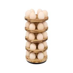 Rotating Pine Wooden <b>Egg</b> Holder 5-Tier Space Saving <b>Egg</b> <b>Storage</b> Rack 30 <b>Eggs</b> Capacity Kitchen Countertop Organizer Shelf - Product Image 1