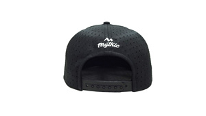 Black 6-Panel Breathable Mesh Flat Brim <b>Snapback</b> <b>Cap</b> with Custom Logo for Spring Summer Adult Produced in Vietnam High Quality - Product Image 2