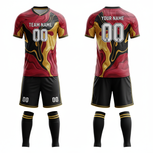 Kit de football personnalisé avec impression numérique intégrale en gros |   Ensemble de maillots graphiques mosaïques |   Service d'impression d'équipe |   Short d'été 100% - Product Image 2