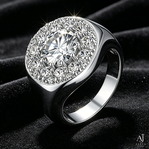 แหวน AARVA JEWELS AJ_RING-19 เงินแท้ 925 ชุบทอง ประดับเพชรโมอิสซาไนต์ทรงบริลเลียนท์ ดีไซน์รูปวงแหวน ปรับขนาดได้ ของขวัญแต่งงาน สำหรับทุกเพศ - Product Image 5