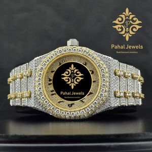 Reloj Mecánico Analógico Iced con Incrustaciones de Diamantes, Dos Tonos, Correa de Buceo de 18 mm, Reloj de Pulsera, Joyería de Moda de Lujo - Product Image 1