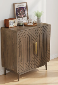 Meuble d'appoint moderne et luxueux à 2 portes pour bar à domicile, présentoir à vin avec étagères réglables, style européen pour la décoration intérieure - Product Image 5