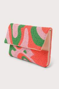 Colorful Beaded Clutch Bag Handmade Beaded Evening Purse Beaded <b>Envelope</b> Clutch For Party Events Stylish Beaded Handheld Purse - Product Image 3