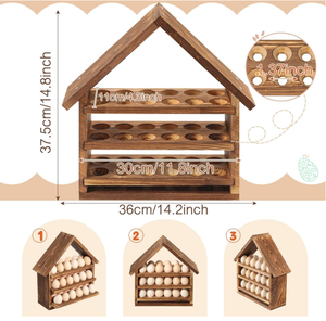 Support à œufs en bois en forme de maison 36 cm, écologique, compatible lave-vaisselle, organisateur de rangement de cuisine, Lavie Creations, personnalisé, style américain - Product Image 5