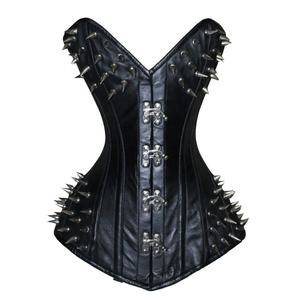 ซื้อคอร์เซ็ทโอเวอร์บัสต์แบบมีโครงเหล็ก ควบคุมรูปร่างได้ดี สีดำ หนัง แต่งลูกไม้ สไตล์สตีมพังก์ กอธิค - Product Image 1