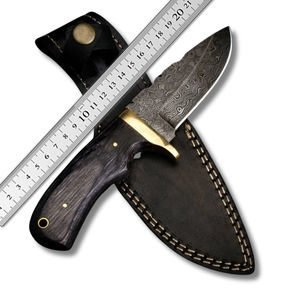 Cuchillo de caza de acero inoxidable con mango ergonómico de madera dura para camping, caza al aire libre, trabajo de campo, cuchillos de suministro personalizados OEM. - Product Image 2