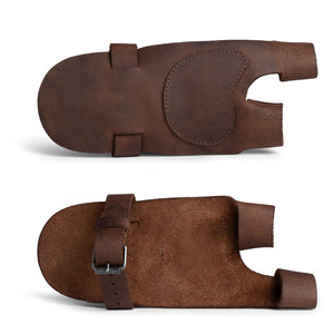 Custom Brown Leather Fingerless Archery <b>Gloves</b> Thermal Hunting Shooting Outdoor Training Grip Protective Half Finger <b>Gloves</b> - Product Image 2