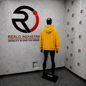 Yellow Oversized Distressed <b>Pullover</b> Hoodie Embroidered Streetwear Fleece Kangaroo Pocket Casual <b>Men's</b> 100% Cotton Breathable - Product Image 4