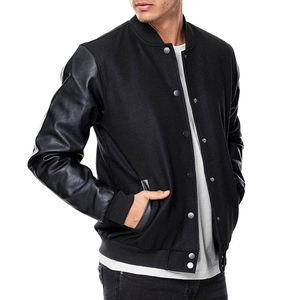 Customizable Eco-Friendly Breathable Unisex Winter <b>Fleece</b>-<b>Lined</b> 100% Wool Varsity <b>Jacket</b> Embroidered Zipper Button Printed Logo - Product Image 6