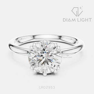 Bague de fiançailles en diamant de laboratoire rond certifié IGI 2,00 carats, or blanc 14 carats, couleur F+, clarté VS+, bague de promesse pour femme, cadeau - Product Image 1