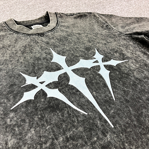 <span class=keywords><strong>เสื้อ</strong></span>ยืดคอกลมแขนสั้นผ้าฝ้ายซักกรด<span class=keywords><strong>เสื้อ</strong></span>ยืดพิมพ์<span class=keywords><strong>ลาย</strong></span>เสื้อยืดพิมพ์ลายสกรีนสีจางลงแดดสไตล์วินเทจ - Product Image 4