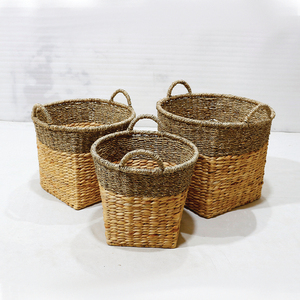 Water Hyacinth Eco-Friendly Handcrafted <b>Storage</b> <b>Baskets</b> with Handles <b>Rectangle</b> Rustic Multi-Purpose - Product Image 4