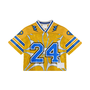 Camiseta deportiva holgada de malla estilo fútbol americano con logo personalizado, estilo casual urbano, camiseta de rugby de alta calidad con estampado unisex. - Product Image 5