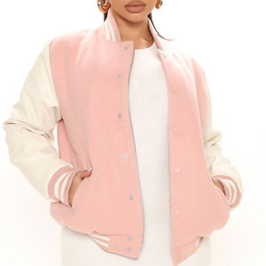 Contemporary Women <b>Letterman</b> <b>Jacket</b> Designed For Streetwear With Ribbed Trim And Button Front - Product Image 4