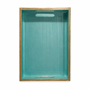 Bandeja de Servir de Madera de Mango de Lujo con Acabado Esmaltado |   Bandeja Rectangular Decorativa para Servir Té, Café, Bocadillos, Decoración del Hogar, Regalo - Product Image 1