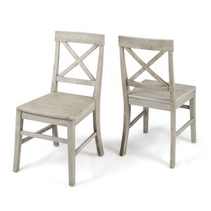 Set di 2 sedie da pranzo Roshan Farmhouse in legno di acacia grigio chiaro - Product Image 2