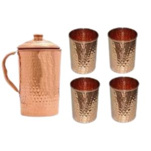 Modern Luxury Hammered Finish Copper Jug and <b>Tumbler</b> Drinkware Gift <b>Set</b> Wholesale For Wedding and Corporate Gifts - Product Image 1