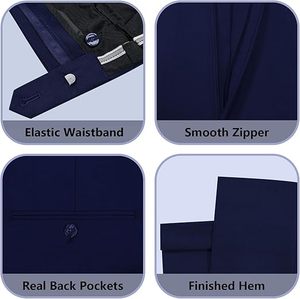 Breathable Pant Coat <b>Blazer</b> Dress Formal Custom Gents Clothing Mens Tuxedo Navy Blue Color Suits 3pcs <b>Set</b> Office Boys Suits - Product Image 3