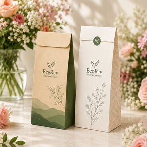 EcoRev Custom Printed <b>Biodegradable</b> Disposable Kraft <b>Paper</b> Bags Flat Box Food Grade Recyclable Four Color Offset Printing Bakery - Product Image 3
