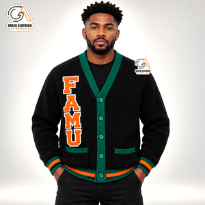 Cardigan en tricot pour homme FAMU, broderie frontale, col en V, manches longues, respirant, anti-plis, séchage rapide, idéal pour l'hiver - Product Image 1