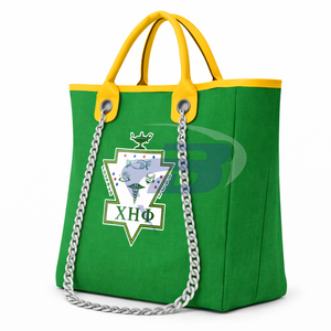 Bolsa de Lona Resistente Chi Eta Phi Sorority, Color Verde y Amarillo, con Correa de Cadena, Gran Capacidad, Alta Calidad, Bolsa de Moda CEPhi - Product Image 2