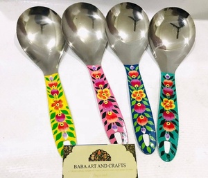 Cuchara de servicio de mango largo de acero inoxidable, cucharas de servicio pintadas a mano - Product Image 2