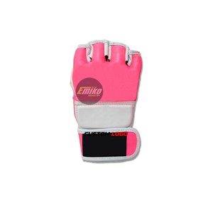 Guantes de MMA Emiko Industry con Logotipo Personalizado, Color Rosa y Blanco, Medios Dedos, Cuero PU, Guantes de Boxeo Muay Thai, Cierre de Velcro, Precio Económico - Product Image 2