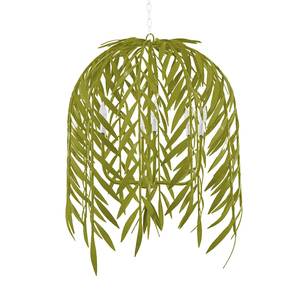 Lustre en fer à motif de feuilles, forme ronde, base couleur chocolat, pour montage dans le salon - Product Image 4