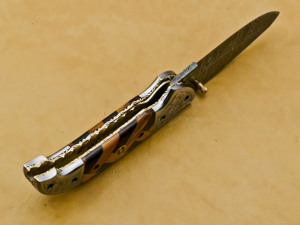 Couteau de poche pliant en acier Damas fait main, lame Tanto ultra-affûtée, pour le camping, la chasse, la survie tactique et l'EDC - Product Image 5